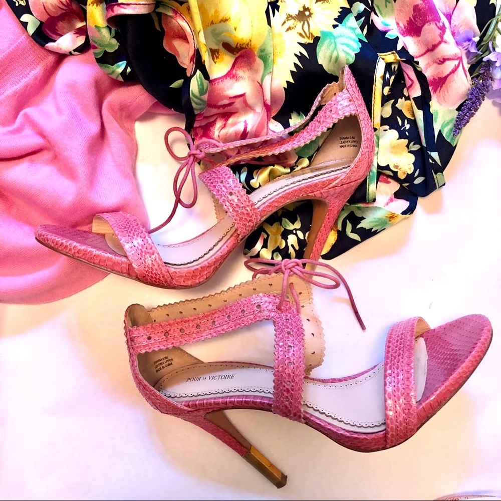 Pour La Victoire Shanna Tie-Front Snakeskin Sandal
